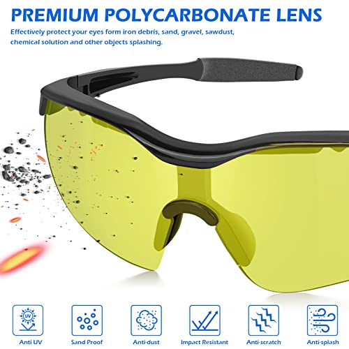 OXG 6 Pack Tinted Safety Glasses for Men Women, Safety Goggles ANSI Z87.1 Protective Eyewear Scratch Resistant Eye Protection - color: Yellow