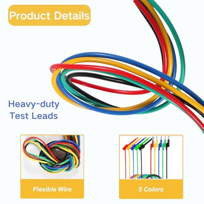 Multimeter Test Lead Set, 5PCS Stackable 4MM Banana Plug to Test Hook, Flexible Testing Cable Wires 500V 5A for Multimeter Electrical Testing, 3.3FT/1M (Banana Plug to Test Hook) - color: Banana Plug to Test Hook
