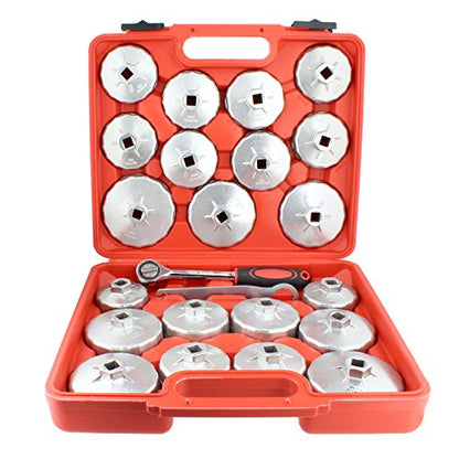 ABN 23 Piece Oil Filter Cap and 1/2in Socket Wrench Removal Tool Set