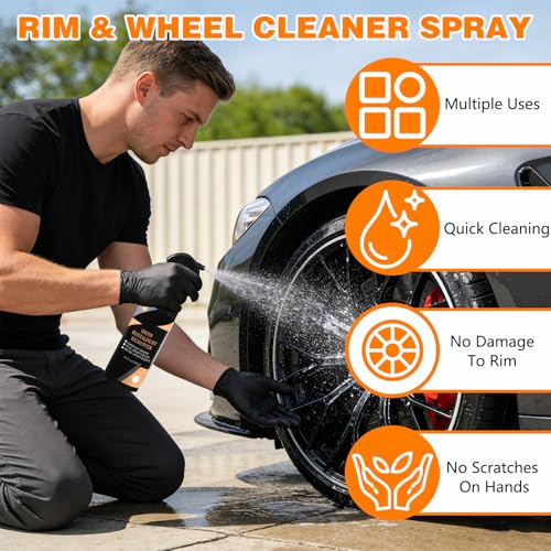 DOUNIU Rim & Wheel Cleaner Spray, Iron Rust & DUST Remover, Purple Color Changing Iron Remover, Brake Dust & Rust Cleaner for Most Wheels, Aluminum Safe, 10 fl oz