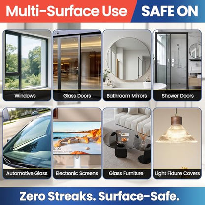 Instant Shine Bathroom Glass Cleaner with Microfiber Towel – Removes Hard Water Limescale & Soap Scum on Shower Doors, Tiles & Mirrors – Streak-Free Fast Drying (200ml)