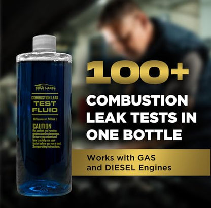 Gold Label Combustion Leak Test Fluid – 500ml (16.9 oz) | Head Gasket Tester Liquid for Gas & Diesel Engines | 100+ Tests | Fast Leak Detection for Cracked Heads, Blocks, Gaskets - style: Fluid (16.9 oz)