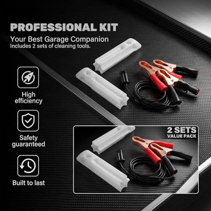 2 Sets Car Fuel Injector Cleaner kit, 12-24V Fuel Injector Flush Cleaner Adapte with Test Lead, No Disassembly Required Fuel Injector Cleaning Tool, for Car Motorcycle ATV (Red & Black)