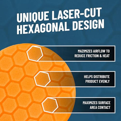 Chemical Guys, Hex-Logic Buffing Pad Sampler Kit with Cleaner, 6.5 in, 4-Pc | Three foam pads plus pad cleaner for cutting, polishing and finishing, fits 6 in plates on dual-action polishers - size: 6.5"