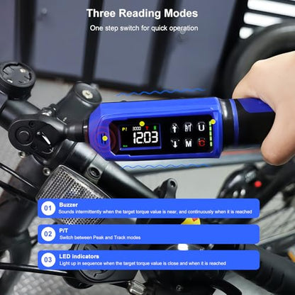 1/4" Digital Torque Wrench 0.33-22.1 Ft.lbs/0.45-30 Nm, Electronic Inch Pound Torque Wrench with 3/8" Adapter Extension Bar for DIY,Motorcycles,Bicycle,Car Buzzer Alarm, ±1% Accuracy 5 Units - size: 1/4" 0.33-22.1 FT.LB
