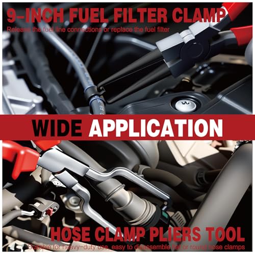 8-Piece Fuel Line Disconnect Tool Set, Hose Clamp Pliers, Electrical Disconnect, Connector Release, Push Pin Retainer Clip, Relay Puller for Auto Fuel, Oil, Coolant Radiator Hoses with Bag