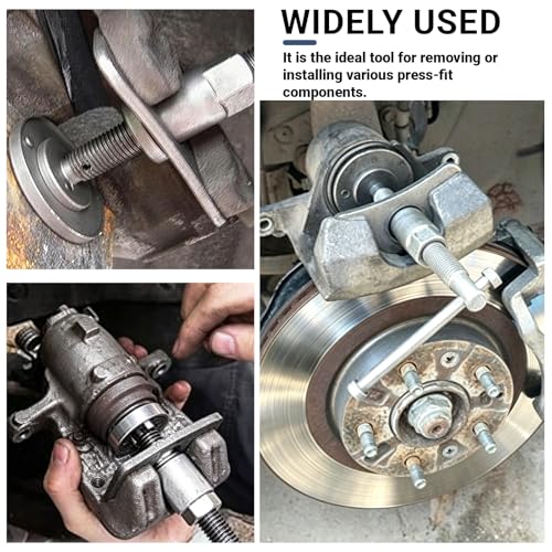 Brake Caliper Piston Tool, Disc Brake Wind Back Tool with 2 Adapters (38mm & 28mm), CR-V Steel Rear Brake Pad Replacement Tool Precision Thread Brake Piston Wind Back for Cars SUVs Trucks