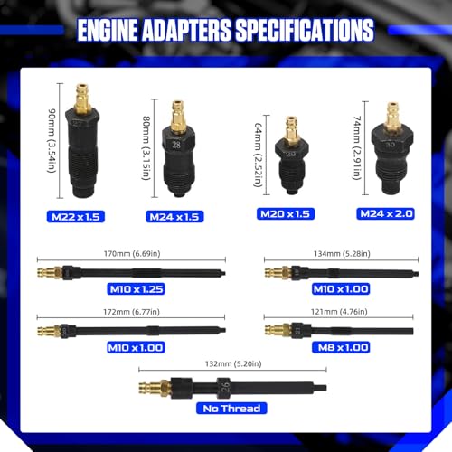47PCS Compression and Leakage Test Kit Petrol & Diesel Engine Compression Tester Automotive Cylinder Leak Down Tester Kit with Dual Gauge Engine Compression Tester Kit for HDi, TDCi, Pumpe Duse Engine