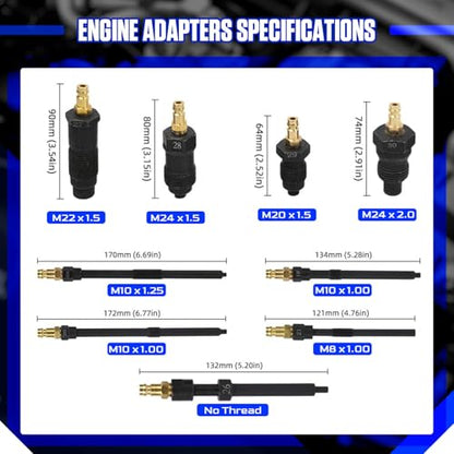 Compression and Leakage Test Kit 47PCS Petrol & Diesel Engine Compression Tester Automotive Cylinder Leak Down Tester Kit with Dual Gauge Engine Compression Tester Kit for HDi, TDCi, Pumpe Duse Engine - color: Black