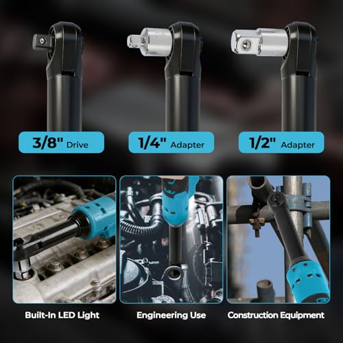 2026 Upgraded Brushless 3/8" Cordless Ratchet Wrench Compatible with Ma-kita 18V Batteries (No Battery), 60 ft-lbs Max Torque, Variable Speed, LED Light for Auto, Home & Workshop