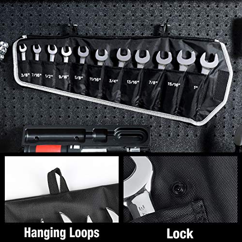DURATECH Stubby Combination Wrench Set, SAE, 11-piece, 3/8'' to 1'', 12-Point, CR-V Steel, with Rolling Pouch - size: 11-Piece, SAE