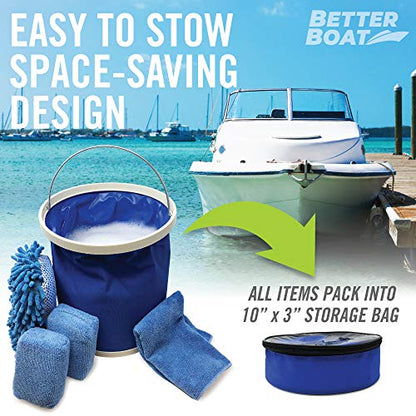 Boat Cleaner and Car Wash Sponges, Non-Scratch Microfiber Sponge and Wash Cloths, Complete Cleaning Kit for Interior, Exterior, Seats, Fiberglass Boat Hull, and Car, Washing and Detailing Supplies