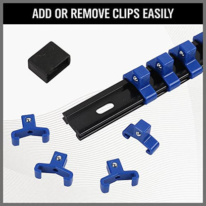 SWANLAKE 9-Piece Premium Socket Holder Organizer Set, 1/4-Inch x 48 Clips, 3/8-Inch x 45 Clips, 1/2-Inch x 36 Clips, Premium Quality Socket Clip Rail Holder - style: 9 PCS Red&Black&Blue