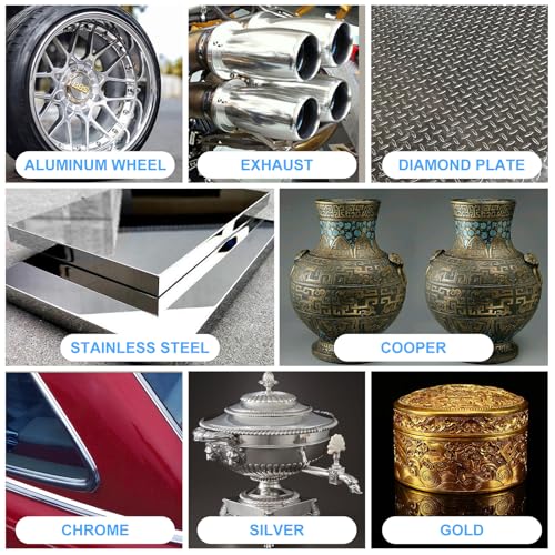 Metal Polish (16oz) & Chrome & Aluminum & Stainless Steel Polish, Multi Purpose Polish, Cleaner, Restorer and Protectant Compound for Metal Chrome Aluminum and Stainless Steel