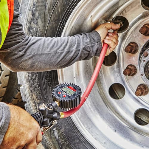 Milton S-576D Pro Digital Tire Inflator with Pressure Gauge, 15" Hose Classic Dual Head Chuck, Easy to Read 0.1 Display, Assembled in USA 255 PSI - size: Classic Dual Head Chuck, style: Digital