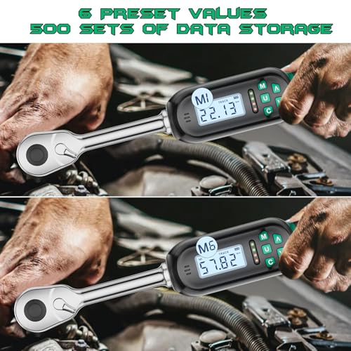 1/2 Inch Drive Digital TorqueWrench, 5.02-99.57Ft.lb/6.8-135N.m, Electronic Torque Wrench with Preset Value, Buzzer & LED Indicator, ±2% Accuracy Torque Wrench for Bike, Motorcycles - size: 5-99.5 Ft-lb/6.8-135 Nm, style: 1/2-Inch