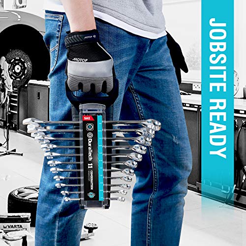 DURATECH Combination Wrench Set, SAE & Metric, 22-piece, 1/4-7/8" & 8-19mm | CR-V Steel, Organized in Wrench Holder - size: Metric&SAE (8 to 19mm & 1/4" to 7/8")