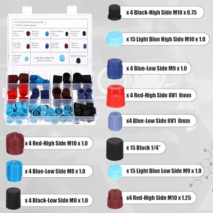 Threlaco 5 Sets/525 Pcs Car A/c Repair Kits with 18 Sizes 270 O-Ring Kit, 102 Valve Cores, 60 Compressor Gaskets, 77 Dust Cap, 39 Valve Core, 16 Ac Fuel Line Disconnect Tool Compatible with R12 R134a