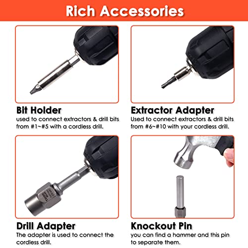 39-Piece Damaged Screw Extractor Set with 3/8" Drive Bolt Extractor Kit | for Damaged, Rusted, Rounded-Off, Stripped Fasteners, 2-21mm, Cr-Mo Steel & HSS 6542, Reverse Spiral Flute, Storage Case