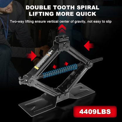 Big RED Car Jack 2Ton/4409 lbs Universal Scissor Jack with Rubber Pad, Portable Tire Changing Kit with Lug Wrench, Emergency Kit for Sedan SUV MPV - size: 2Ton