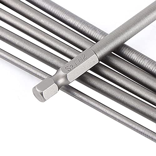 6Pcs Long Phillips Screwdriver Bits Set – 150mm Magnetic No-Slip Phillips Bits, 1/4" Hex Shank S2 Steel Cross Head Screwdriver Bit Set (PH1 PH2)