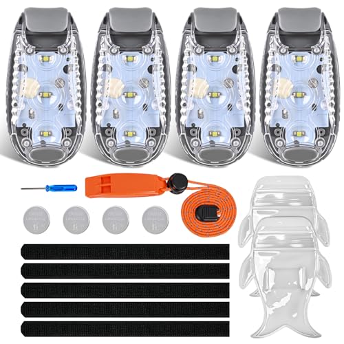 Nilight LED Safety Light 4PCS White Marine Navigation Bike Tail Lights Three Modes Waterproof Reflective Gear Clip On Flash Strobe Indicator Lamp for Night Boating Fishing Cycling Jogging - color: 3LED Safety Light-White
