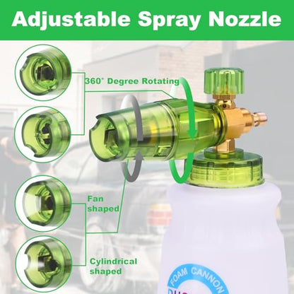DUSICHIN Foam Cannon Pressure Washer Gun Kit 4000 PSI Double Tip Attachment, Dual-Connector Accessory Soap Cannon,Car Wash Foam Gun Snow Foam Lance 1/4 Inch Quick Connector,7 Sprayer Nozzles DUS2904