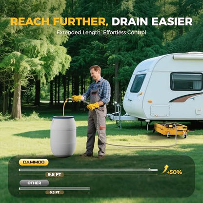 CAMMOO 20 Gal Electric Oil Drain Pan with Pump, Yellow | 110V 200W High-Flow Pump,9.8 FT Hose,Folding Handle,2 Locking Swivel Casters & 2 Directional Wheels - color: Yellow