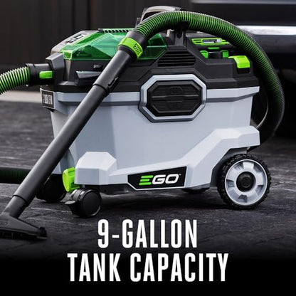 EGO Power+ Shop Vacuum Wet Dry, Car Vac, Portable Cordless Cleaner, 9 Gallon 110 CFM, Includes 56V 5.0Ah Battery and Charger - WDV0904 - style: Wet/Dry Vacuum w/5.0Ah Battery