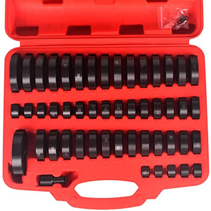 52-in-1 Custom Bushing Driver Tool Set 52PCS Transmission Wheel Axle Bearing Race Seal Installer Seal Remover & Press Tool Kit Bush Removal Puller Bearing Press Tool Kit