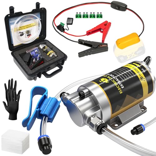 12V/24V 100W Portable Oil Extractor Pump Set, All-in-One Oil Transfer Pump with Yellow Battery Adapter Compatible with DEWALT 20V/18V Battery, Fluid Transfer for Home Business Farm Boat - color: SET 01+Yellow battery adapter
