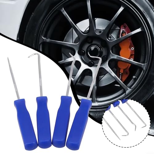 FABULETTA 4-Piece Car Pick and Hook Set for O-Ring Oil Seal Gasket Removal, Hardened Steel Shaft with Grip Handle, Straight 90 Degree Angled Tools for Auto Repair