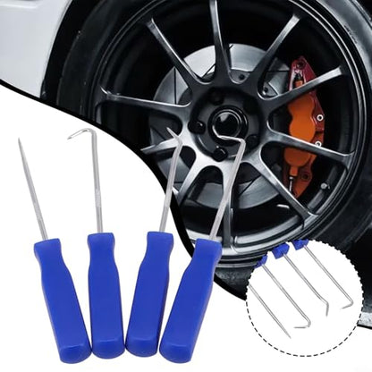 FABULETTA 4-Piece Car Pick and Hook Set for O-Ring Oil Seal Gasket Removal, Hardened Steel Shaft with Grip Handle, Straight 90 Degree Angled Tools for Auto Repair