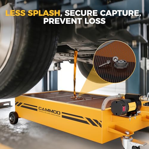 CAMMOO 20 Gal Electric Oil Drain Pan with Pump, Yellow | 110V 200W High-Flow Pump,9.8 FT Hose,Folding Handle,2 Locking Swivel Casters & 2 Directional Wheels - color: Yellow