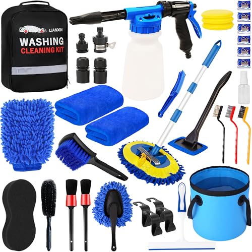 Car Wash Detailing Kit, Car Washing Kit with Foam Gun, Car Wash Brush | Car Wash Kit High-Pressure Foam Spray, Car Cleaning Bucket,Towels Tire Brush Car Washing Kit Is Complete Car Care Tools - size: XXL-25