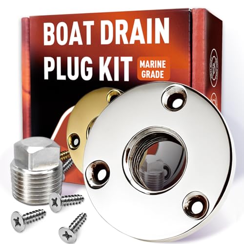 Stainless Steel Boat Drain Plug Kit, Boat Plugs 1/2 Inch Fits Most Boat Hulls - color: White
