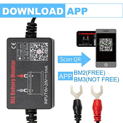 Battery Monitor BM2 BM3 Bluetooth 4.0 Wireless Battery Tester 12V Automotive Battery Load Tester,Automotive Charging and Cranking System Monitor Digital Battery Analyzer for Android & iOS
