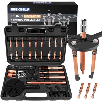 Blind Hole Bearing Puller Kit, 36 in 1 Inner Outer Bearing Separator Set Internal External Bearing Removal Gear Splitter Pull Tool, Black Storage Box - color: Black