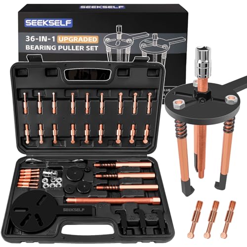 Blind Hole Bearing Puller Kit, 36 in 1 Inner Outer Bearing Separator Set Internal External Bearing Removal Gear Splitter Pull Tool, Black Storage Box - color: Black