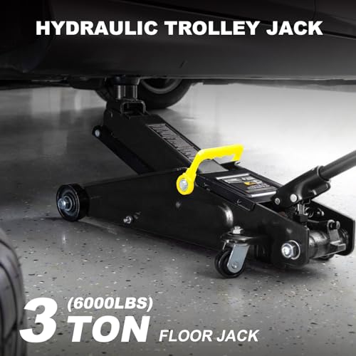 Torin A94117B BlackJack Hydraulic Trolley Service/Floor Jack with Extra Saddle (Fits: SUVs and Extended Height Trucks): 3 Ton (6,000 lb) Capacity, Black - size: 3 Ton (6,000 LBs)
