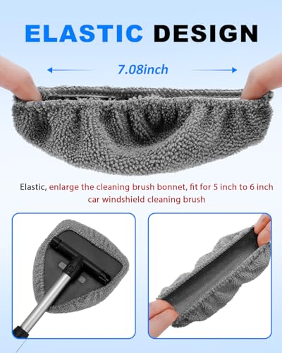 5 Pack Microfiber Windshield Cleaning Pads, Replacement Heads Cover for Windshield Cleaner Tools, Cleaning Tool Bonnets Fits Window Reach Tool, Washable & Reusable Handle Not Included (Grey) - color: Microfiber Triangle (Grey)
