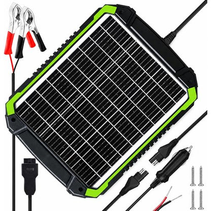 20W 12V Solar Battery Trickle Charger & Battery Maintainer | Built-in MPPT controller, IP65 waterproof, for 12V batteries in cars, boats, RVs, trailers, and motorcycles