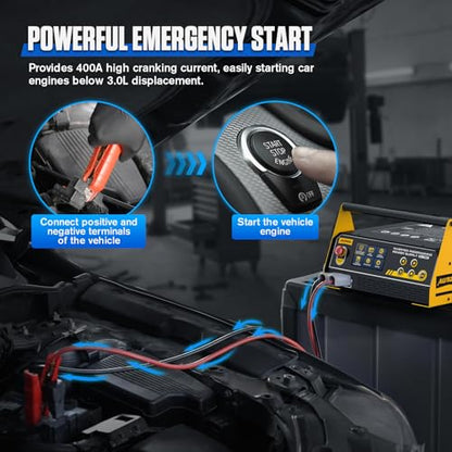 AUTOOL Flash Reprogramming Power Supply, Car Battery Charger with Battery Maintainer Jump Starter Mode, Adjustable Charging Current Voltage, for Lithium & Lead-Acid Battery, with Touchscreens
