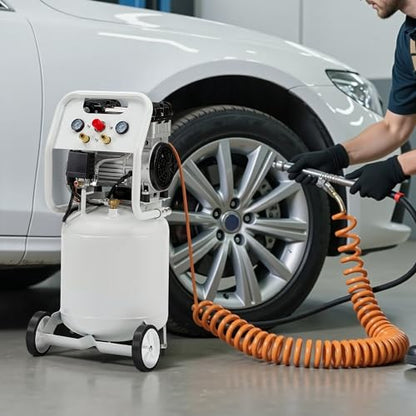 Albott 10 Gallon Electric Air Compressor, 1.8 HP Vertical Wheeled Tank | Oil-Free Air Compressor with Copper Motor 115 PSI Max Pneumatic Tool Tire Inflation Use - style: 10 Gal