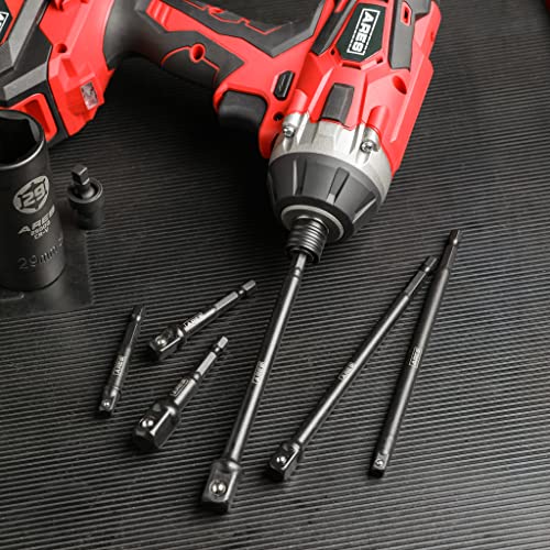ARES 22025 – 6-Piece 3-Inch and 6-Inch Impact Grade Socket Adapter Set - Turns Impact Drill Driver into High Speed Socket Driver - 1/4-Inch, 3/8-Inch, and 1/2-Inch Drive with Storage Holder - size: 3-Inch and 6-Inch Socket Adapter with Holder