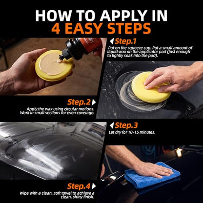 Liquid Cleaner Wax for Cars - 2 in 1 Car Wax Cleaner & Shine in One Step, Easy to Use Liquid for Paint Protection, Water Beading & Gloss for Black White Cars - 10.58 oz