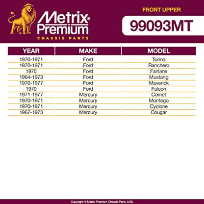 Metrix Premium Chassis Parts - 2 PC Front Upper Ball Joint Kit Fits 1970-1971 Ford Torino, 1970-1971 Ford Ranchero, 1967-1973 Mercury Cougar K8142, Made in Europe