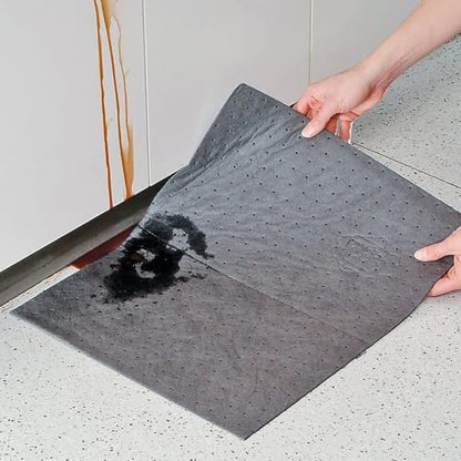 PIG Absorbent Mat Pad in Dispenser Box | 10” W x 13” L | Heavyweight | Absorbs up to 12.8 oz. per pad | 50 Pads per Box | Protect Your Home Garage Basement | PM50837