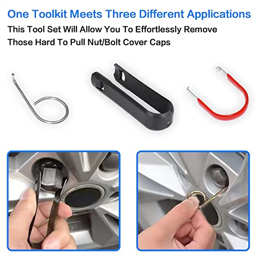 Pack of 3 Type Car Wheel Hub Bolt Nut Cover Removal Tool | Nut Caps Lug Puller Fit for Audi & VW or any Vehicle