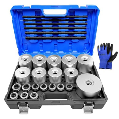 30Pcs Pull and Press Sleeve Kit, Bushing Press Kit for Most Engine Cars Vehicles, Universal Seal Bearing Bushing Removal Installation Tool Kit 6 Pulling Spindles with Nuts Case - color: 30 Pcs